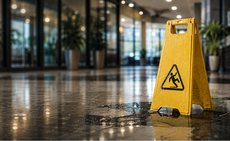 Wet Floor Sign on Tile