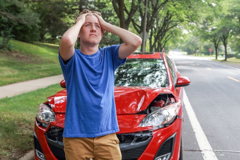 guy stressed after a car wreck