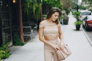 woman walking down the street in Florida