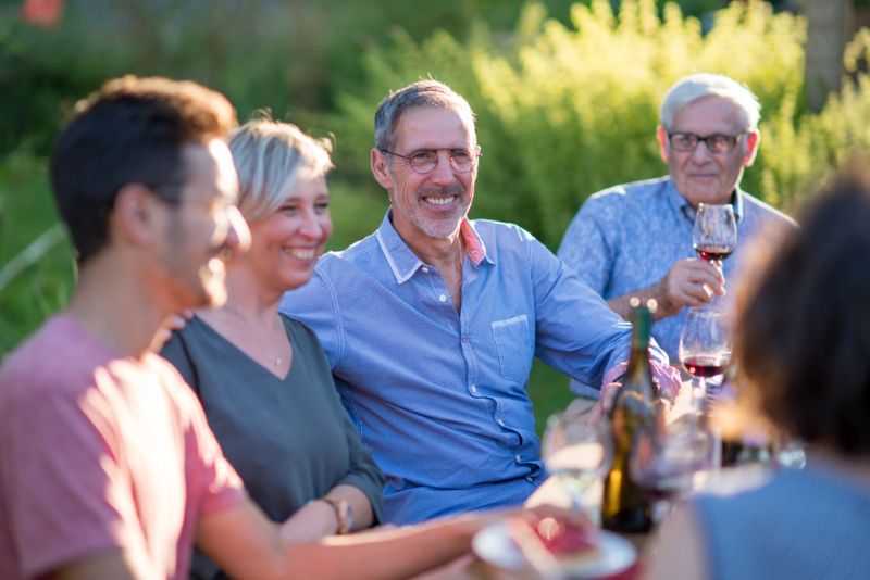 homeowners having friends over for dinner